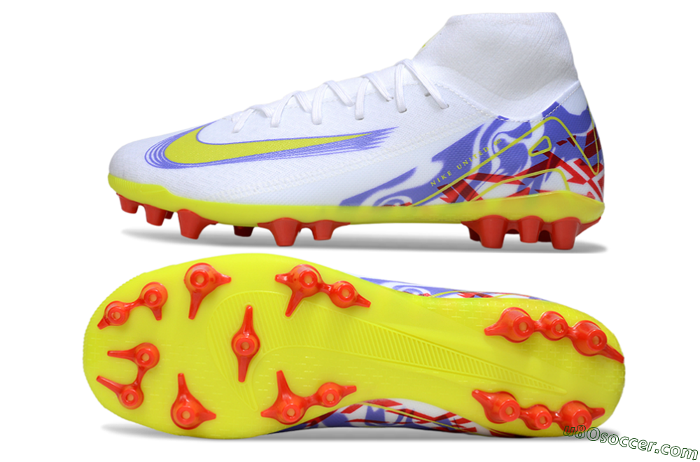 Nike Air Zoom Mercurial Superfly 10 Academy AG Artificial Grass Soccer Cleats - White/Purple/Yellow 0