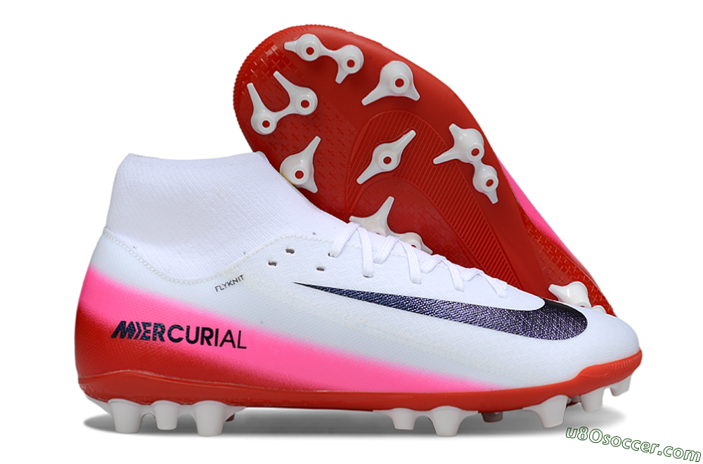 Nike Air Zoom Mercurial Superfly 10 Academy AG Artificial Grass Soccer Cleats - White/Black/Pink 1