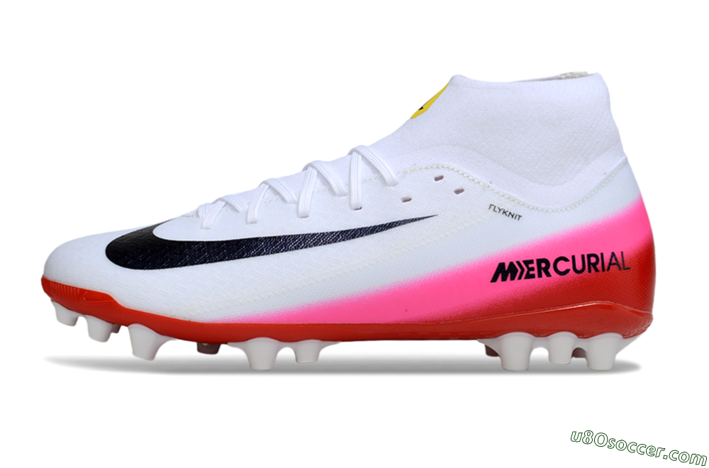 Nike Air Zoom Mercurial Superfly 10 Academy AG Artificial Grass Soccer Cleats - White/Black/Pink 2
