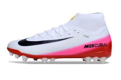Nike Air Zoom Mercurial Superfly 10 Academy AG Artificial Grass Soccer Cleats - White/Black/Pink