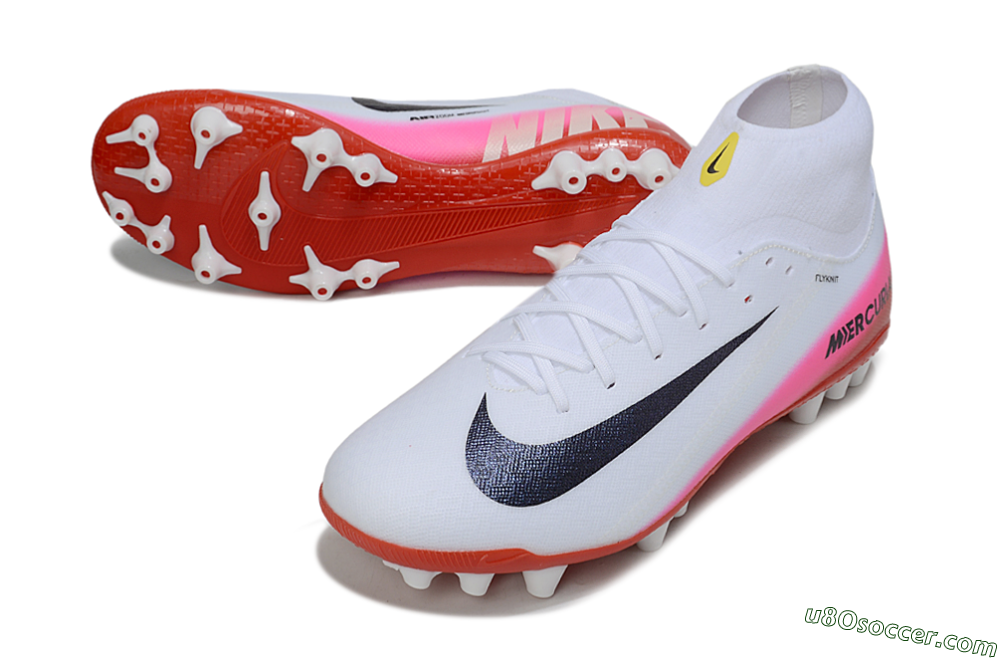 Nike Air Zoom Mercurial Superfly 10 Academy AG Artificial Grass Soccer Cleats - White/Black/Pink 3