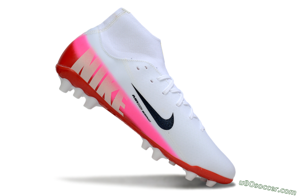 Nike Air Zoom Mercurial Superfly 10 Academy AG Artificial Grass Soccer Cleats - White/Black/Pink 4
