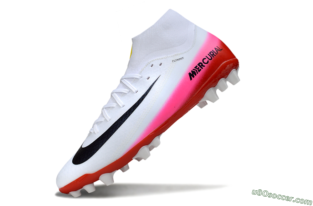 Nike Air Zoom Mercurial Superfly 10 Academy AG Artificial Grass Soccer Cleats - White/Black/Pink 5