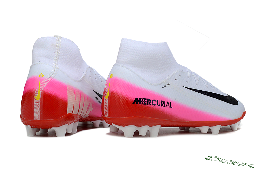 Nike Air Zoom Mercurial Superfly 10 Academy AG Artificial Grass Soccer Cleats - White/Black/Pink 6
