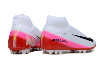 Nike Air Zoom Mercurial Superfly 10 Academy AG Artificial Grass Soccer Cleats - White/Black/Pink