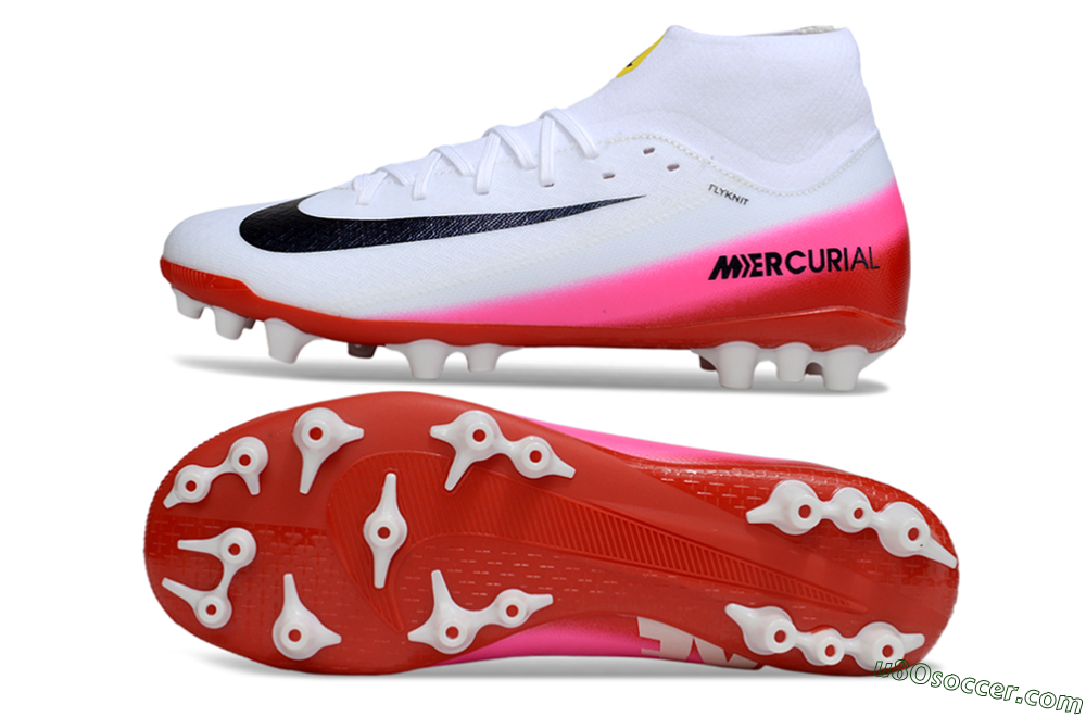 Nike Air Zoom Mercurial Superfly 10 Academy AG Artificial Grass Soccer Cleats - White/Black/Pink 0