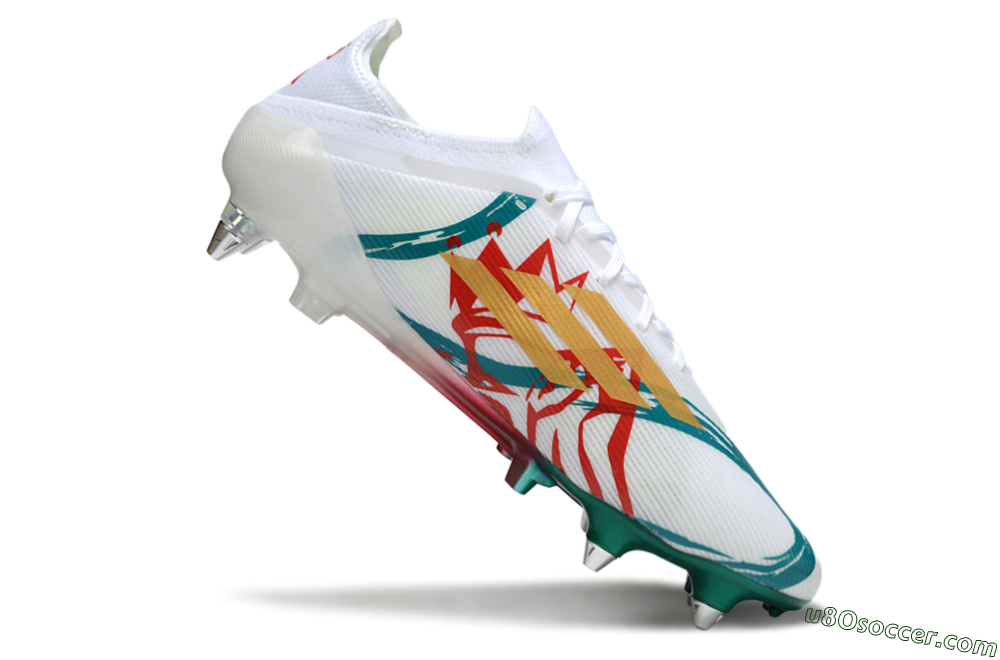Adidas F50 Elite SG Soft Ground Soccer Cleats - White/Green/Gold/Red 4