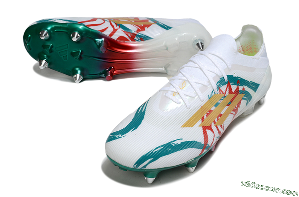 Adidas F50 Elite SG Soft Ground Soccer Cleats - White/Green/Gold/Red 3