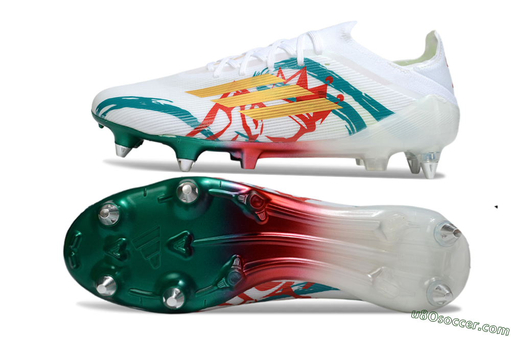 Adidas F50 Elite SG Soft Ground Soccer Cleats - White/Green/Gold/Red 0