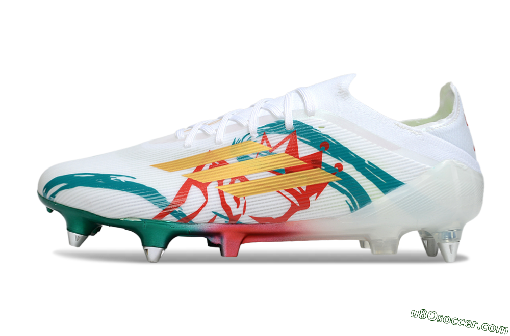 Adidas F50 Elite SG Soft Ground Soccer Cleats - White/Green/Gold/Red 2