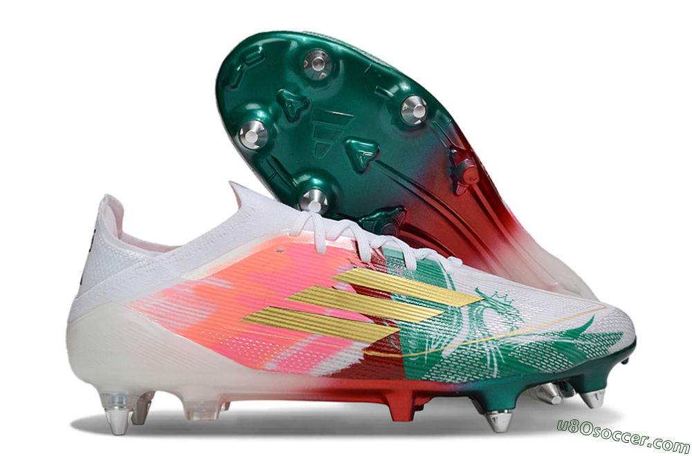 Adidas F50 Elite SG Soft Ground Soccer Cleats - White/Green/Gold/Red 1