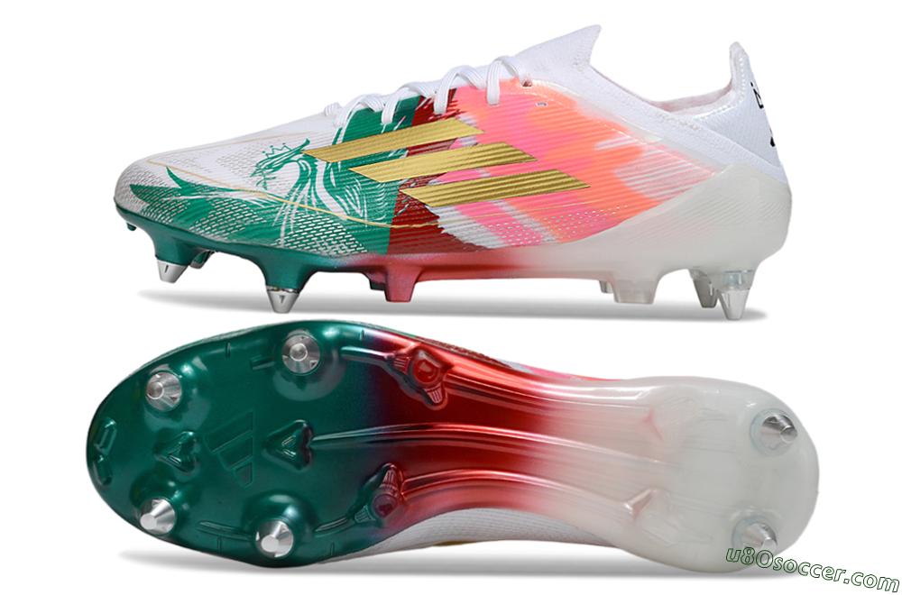 Adidas F50 Elite SG Soft Ground Soccer Cleats - White/Green/Gold/Red 0
