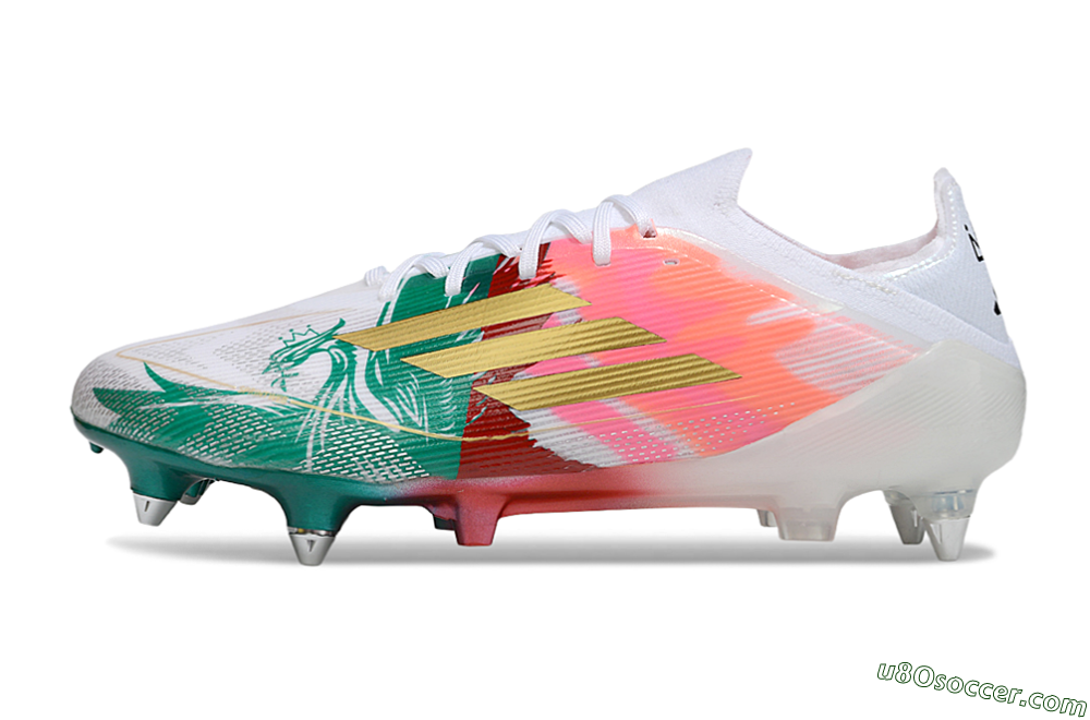 Adidas F50 Elite SG Soft Ground Soccer Cleats - White/Green/Gold/Red 2
