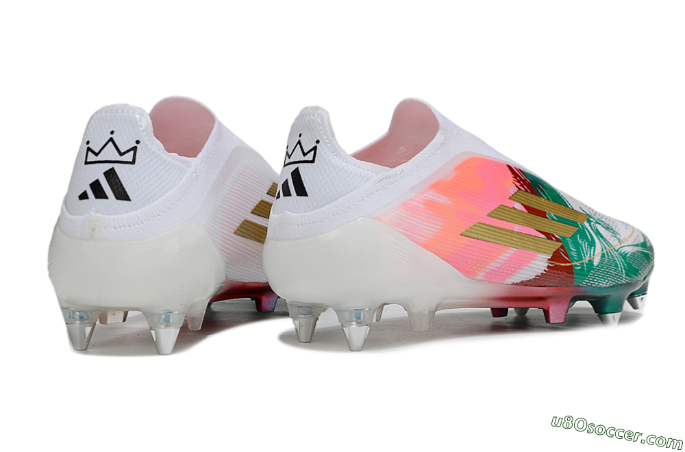 Adidas F50 Elite Laceless SG Soft Ground Soccer Cleats - White/Green/Gold/Red 6