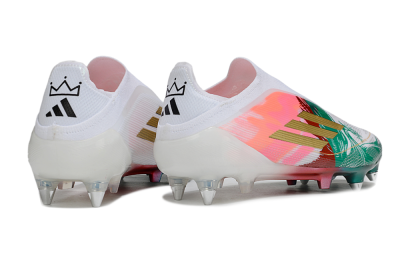 Adidas F50 Elite Laceless SG Soft Ground Soccer Cleats - White/Green/Gold/Red