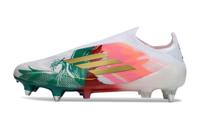 Adidas F50 Elite Laceless SG Soft Ground Soccer Cleats - White/Green/Gold/Red
