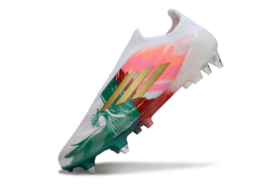 Adidas F50 Elite Laceless SG Soft Ground Soccer Cleats - White/Green/Gold/Red