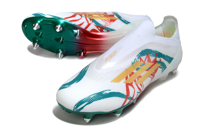 Adidas F50 Elite Laceless SG Soft Ground Soccer Cleats - White/Green/Gold/Red