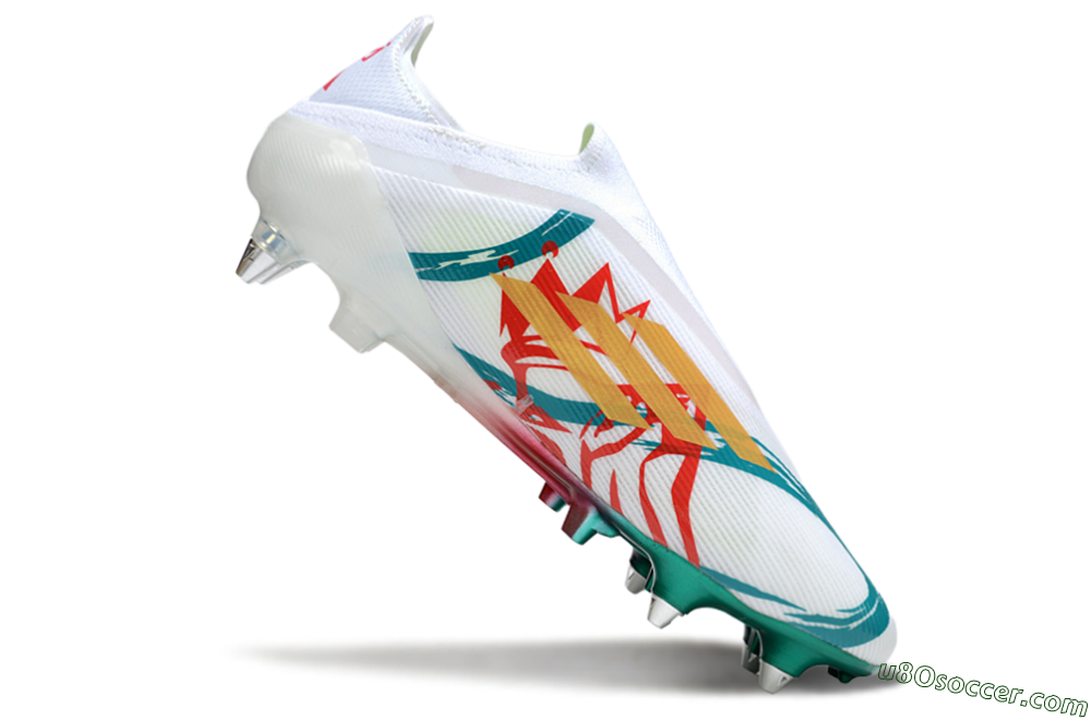 Adidas F50 Elite Laceless SG Soft Ground Soccer Cleats - White/Green/Gold/Red 4