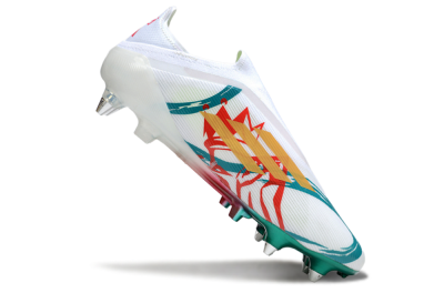 Adidas F50 Elite Laceless SG Soft Ground Soccer Cleats - White/Green/Gold/Red