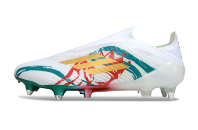 Adidas F50 Elite Laceless SG Soft Ground Soccer Cleats - White/Green/Gold/Red