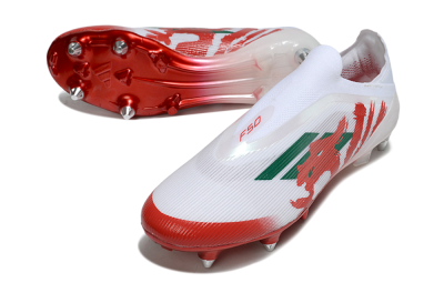 Adidas F50 Elite Laceless SG Soft Ground Soccer Cleats - White/Green/Red
