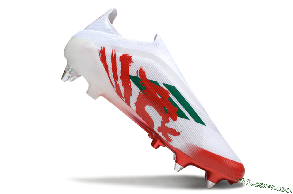 Adidas F50 Elite Laceless SG Soft Ground Soccer Cleats - White/Green/Red 4