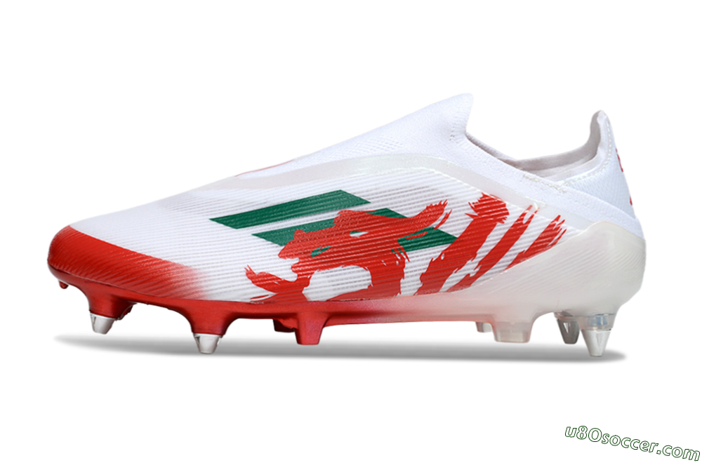 Adidas F50 Elite Laceless SG Soft Ground Soccer Cleats - White/Green/Red 2