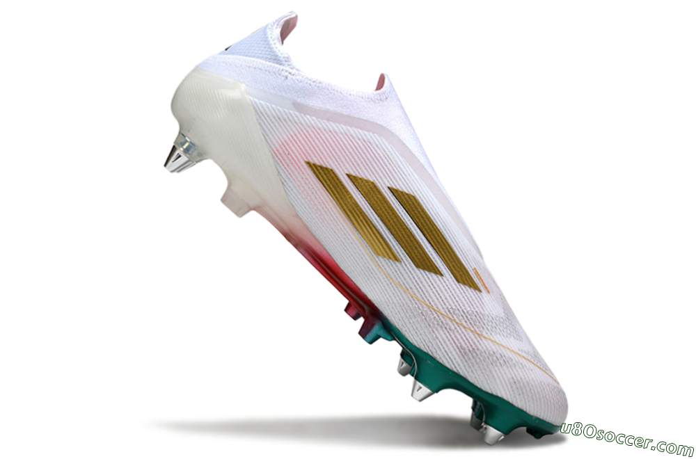 Adidas F50 Elite Laceless SG Soft Ground Soccer Cleats - White/Green/Gold/Red 4