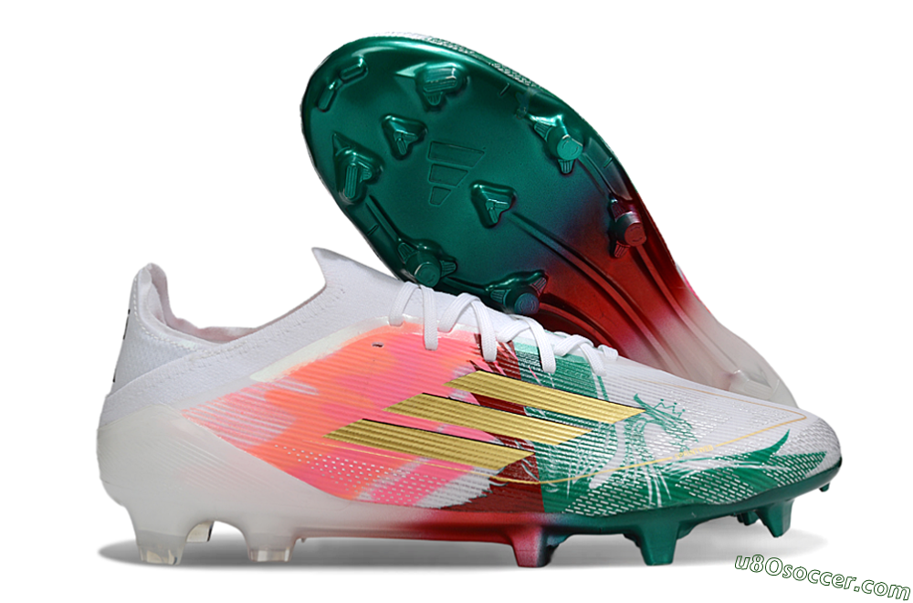 Adidas F50 Elite FG Firm Ground Soccer Cleats - White/Green/Gold/Red 1