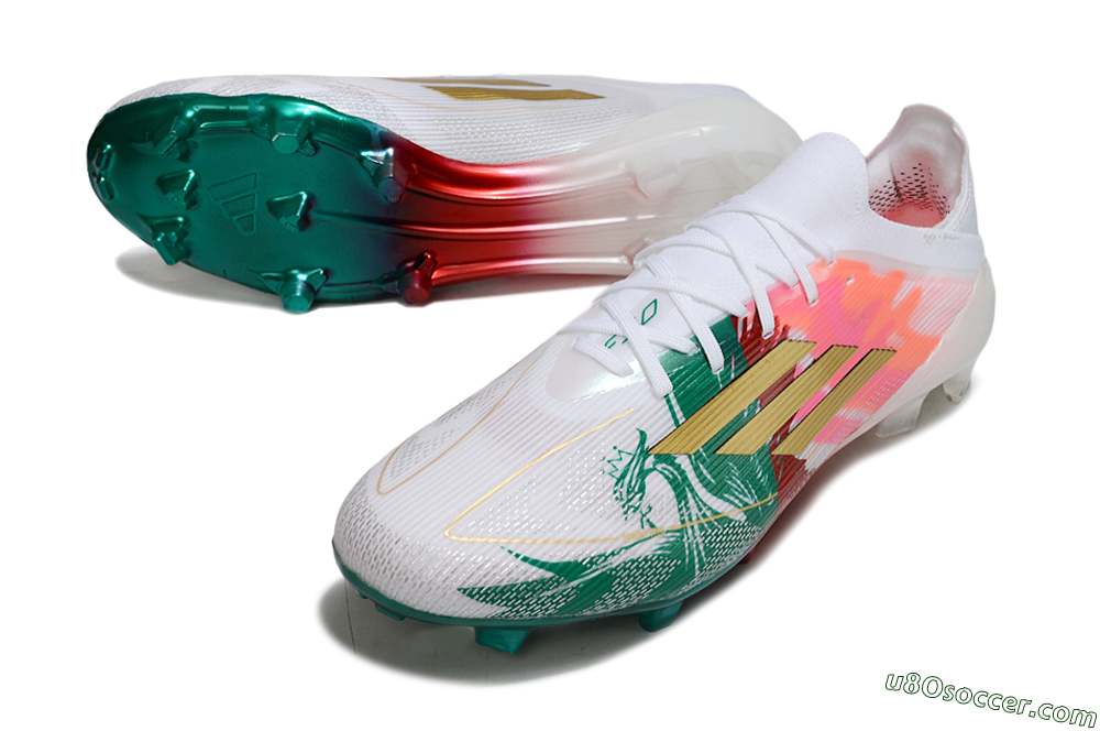 Adidas F50 Elite FG Firm Ground Soccer Cleats - White/Green/Gold/Red 3