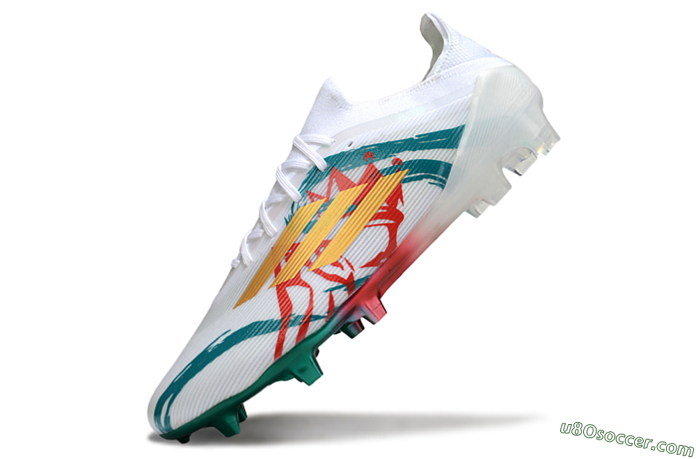 Adidas F50 Elite FG Firm Ground Soccer Cleats - White/Green/Gold/Red 5