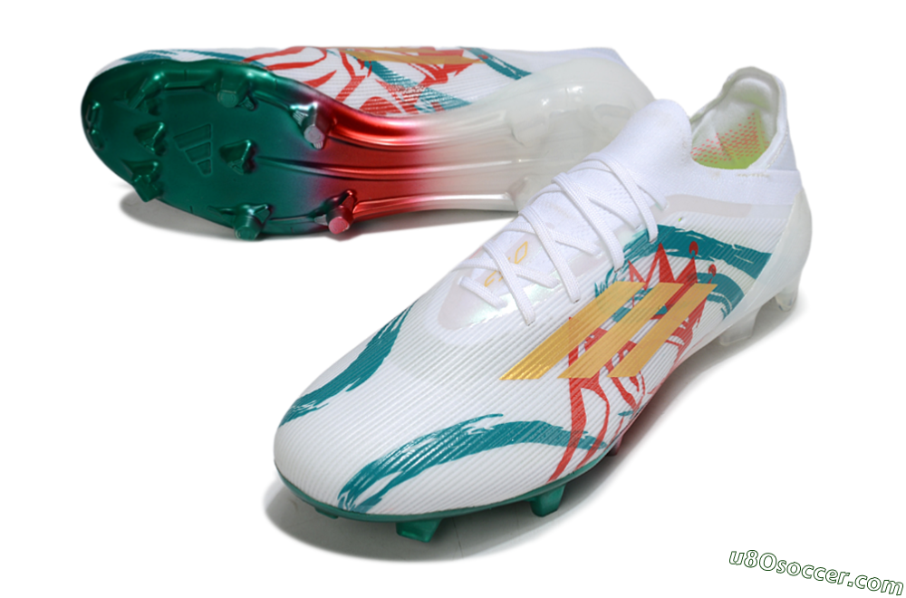 Adidas F50 Elite FG Firm Ground Soccer Cleats - White/Green/Gold/Red 3