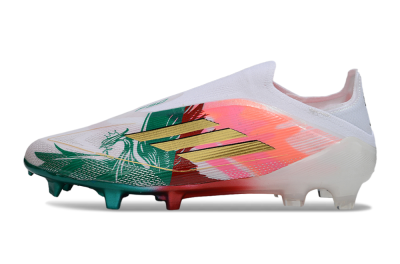 Adidas F50 Elite Laceless FG Firm Ground Soccer Cleats - White/Green/Gold/Red