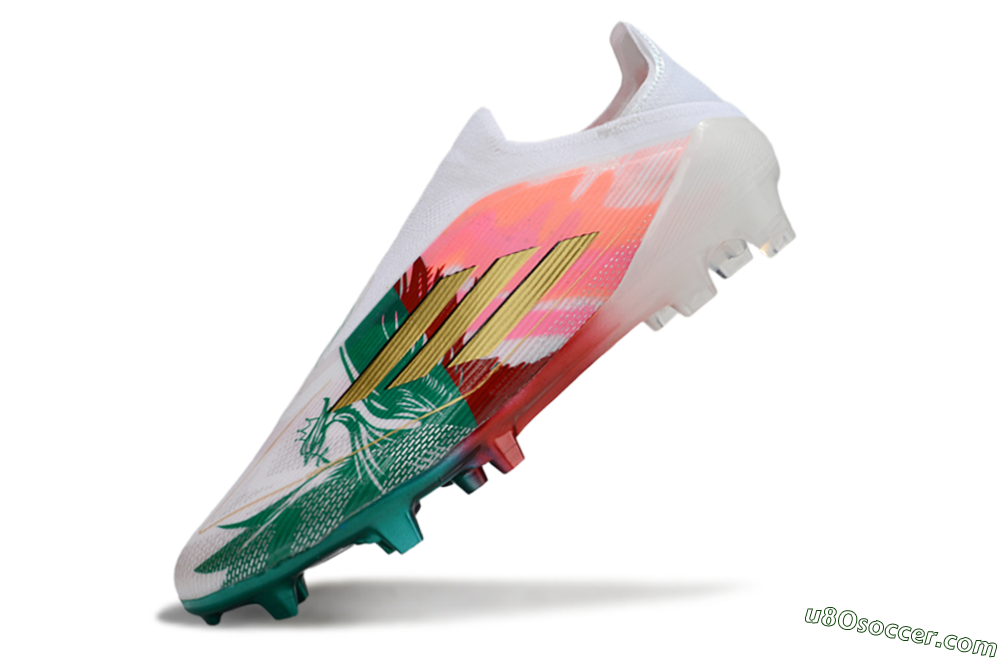 Adidas F50 Elite Laceless FG Firm Ground Soccer Cleats - White/Green/Gold/Red 5