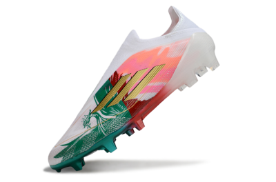 Adidas F50 Elite Laceless FG Firm Ground Soccer Cleats - White/Green/Gold/Red