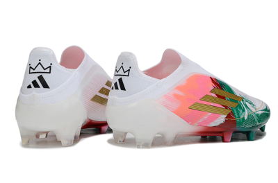 Adidas F50 Elite Laceless FG Firm Ground Soccer Cleats - White/Green/Gold/Red