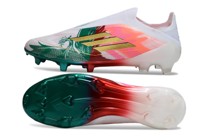 Adidas F50 Elite Laceless FG Firm Ground Soccer Cleats - White/Green/Gold/Red