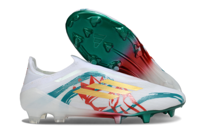 Adidas F50 Elite Laceless FG Firm Ground Soccer Cleats - White/Green/Gold/Red