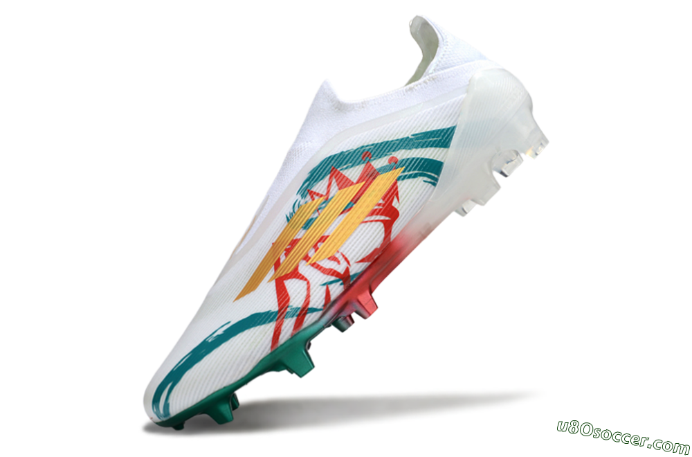 Adidas F50 Elite Laceless FG Firm Ground Soccer Cleats - White/Green/Gold/Red 5