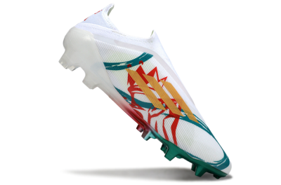 Adidas F50 Elite Laceless FG Firm Ground Soccer Cleats - White/Green/Gold/Red