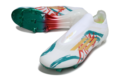 Adidas F50 Elite Laceless FG Firm Ground Soccer Cleats - White/Green/Gold/Red