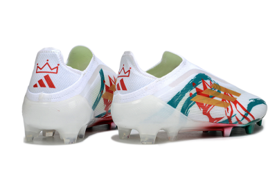 Adidas F50 Elite Laceless FG Firm Ground Soccer Cleats - White/Green/Gold/Red