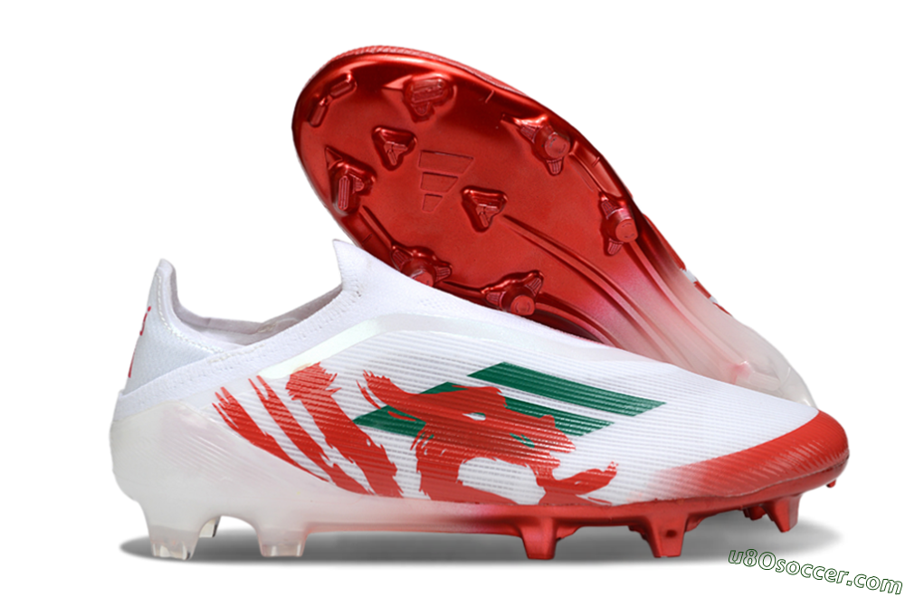 Adidas F50 Elite Laceless FG Firm Ground Soccer Cleats - White/Green/Red 1