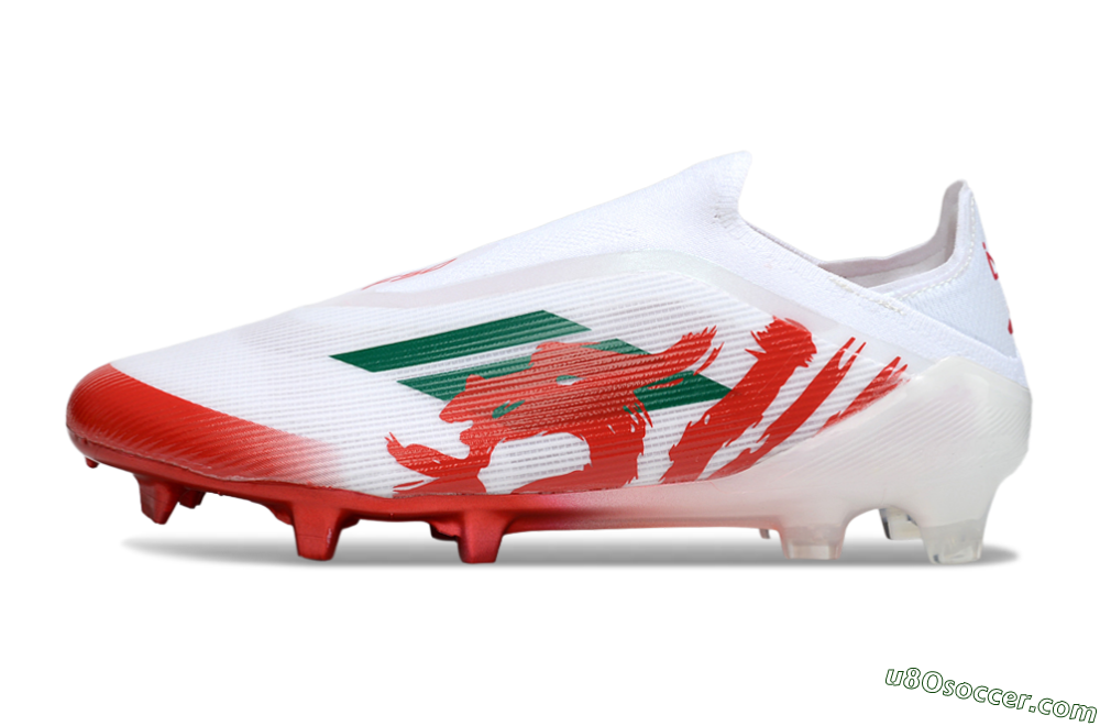 Adidas F50 Elite Laceless FG Firm Ground Soccer Cleats - White/Green/Red 2