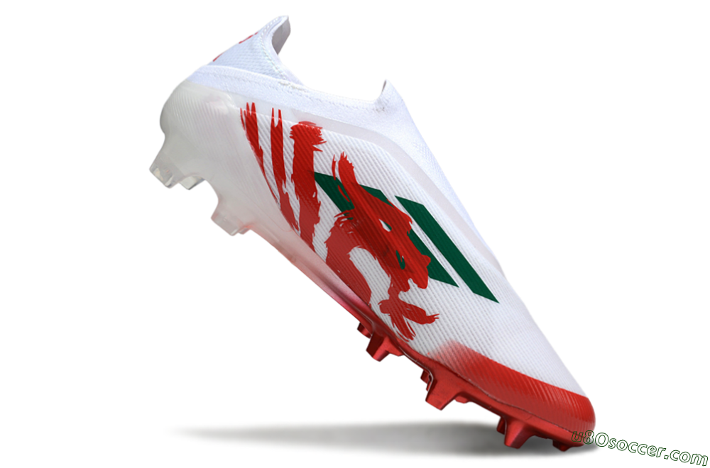 Adidas F50 Elite Laceless FG Firm Ground Soccer Cleats - White/Green/Red 4