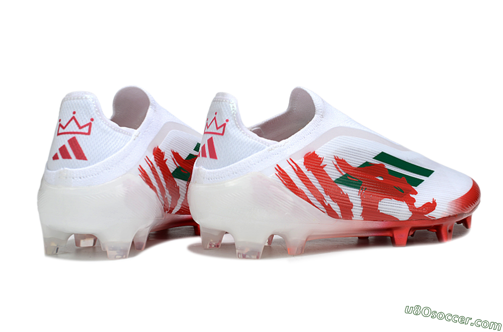 Adidas F50 Elite Laceless FG Firm Ground Soccer Cleats - White/Green/Red 6