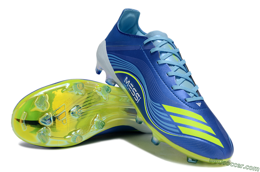 Messi x Adidas F50 Elite FG Firm Ground Soccer Cleats - Blue/Jade/Yellow 3