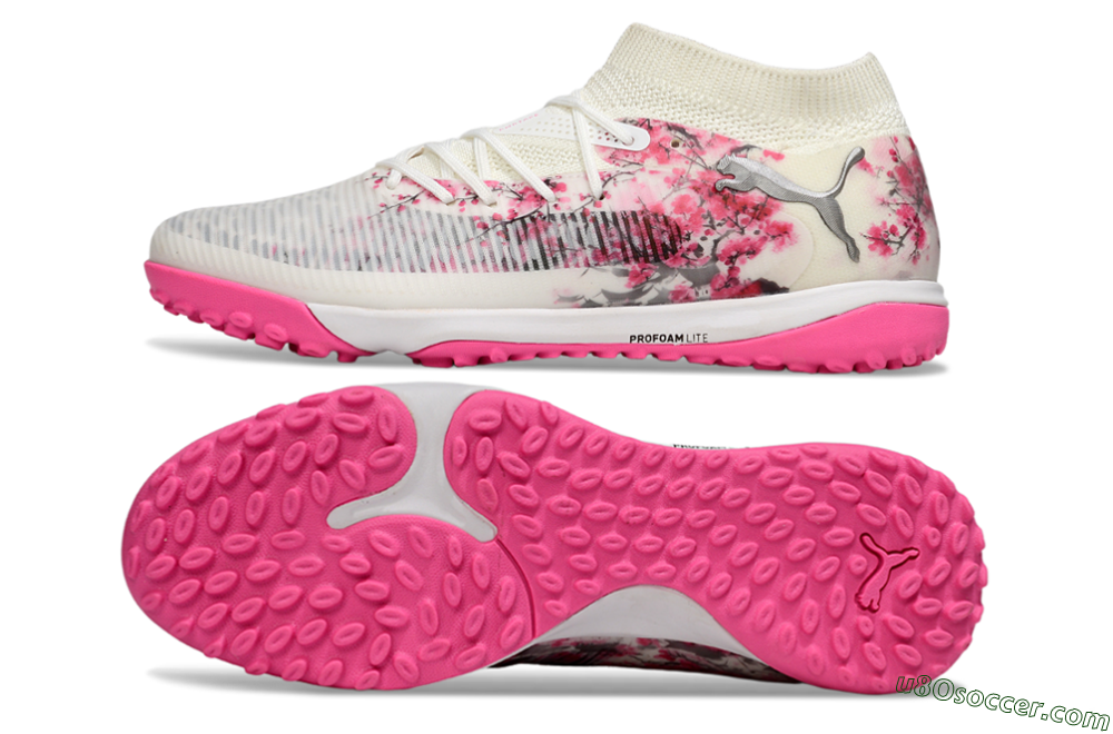 Puma Future 8 Ultimate TF Artificial Turf Soccer Shoes - White/Black/Pink 0