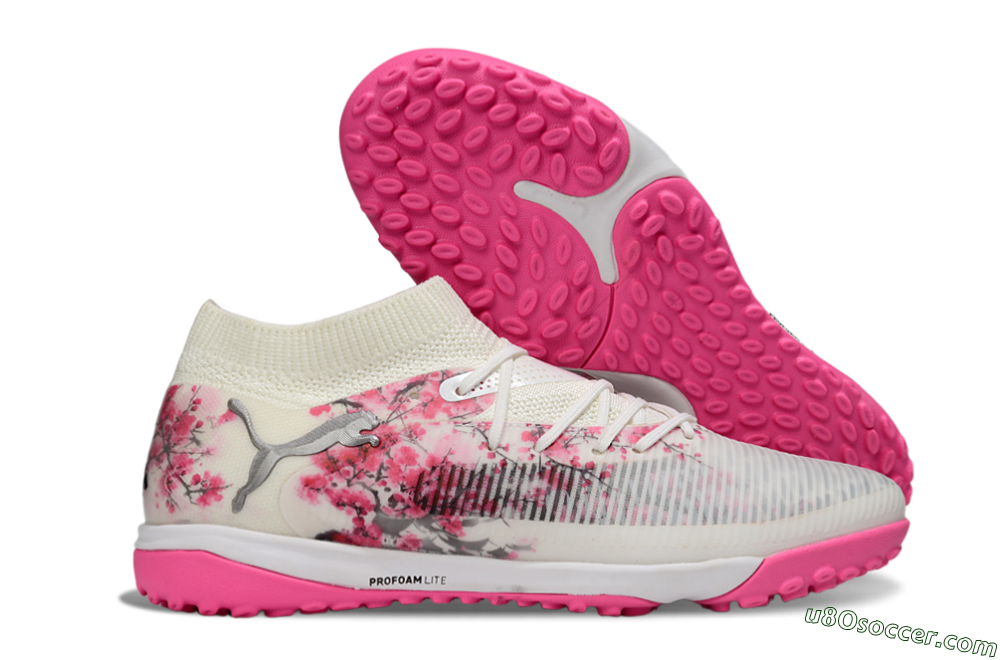 Puma Future 8 Ultimate TF Artificial Turf Soccer Shoes - White/Black/Pink 1